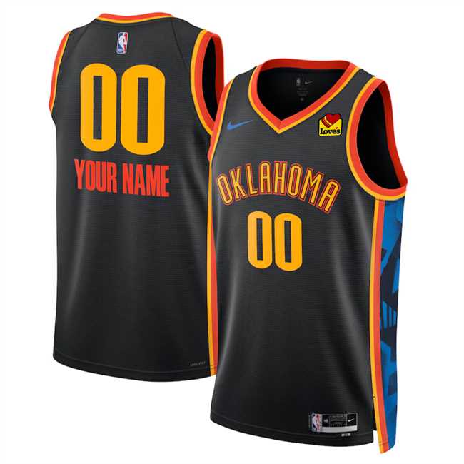 Men%27s Oklahoma City Thunder Active Player Custom Black 2024-25 City Edition Stitched Basketball Jersey